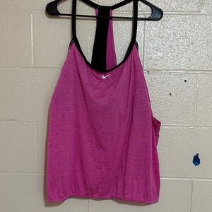 Nike Women's Fuchsia and Black Tankini swimming top and Nike short bottoms